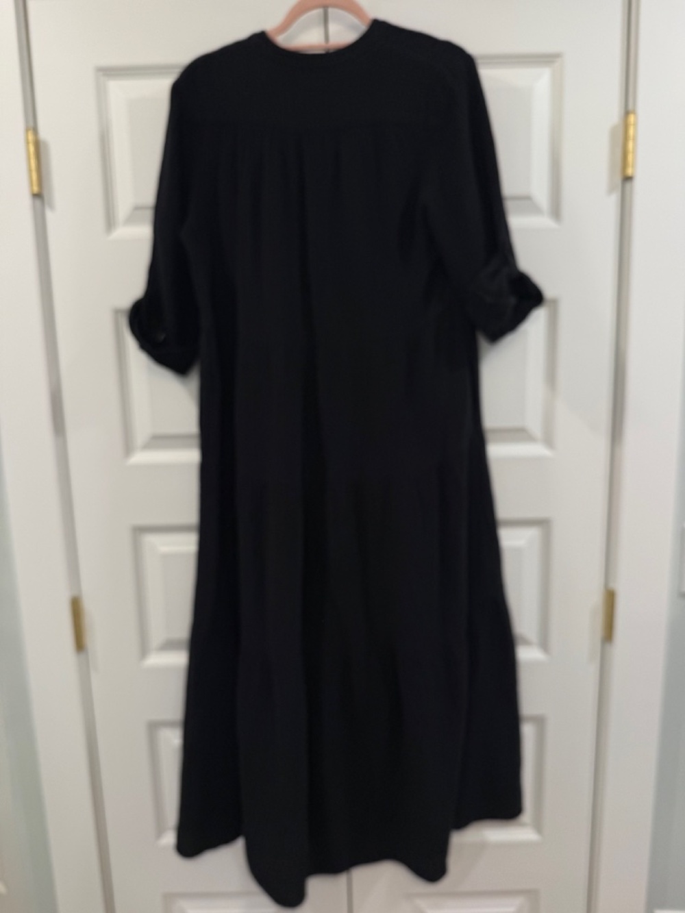 Chico's Cotton Gauze Tiered Dress in Black Size 14 - Picture 4 of 7